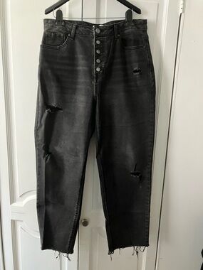 High-Waist Distressed Jeans